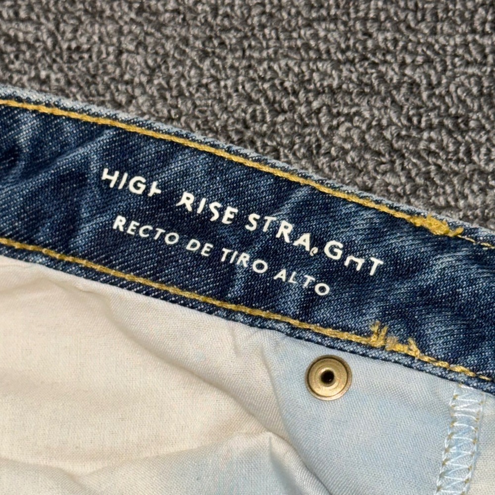 Universal Thread Womens High-Rise Straight Jeans Blue 10/30R Raw Hem 100% Cotton - Picture 4 of 10